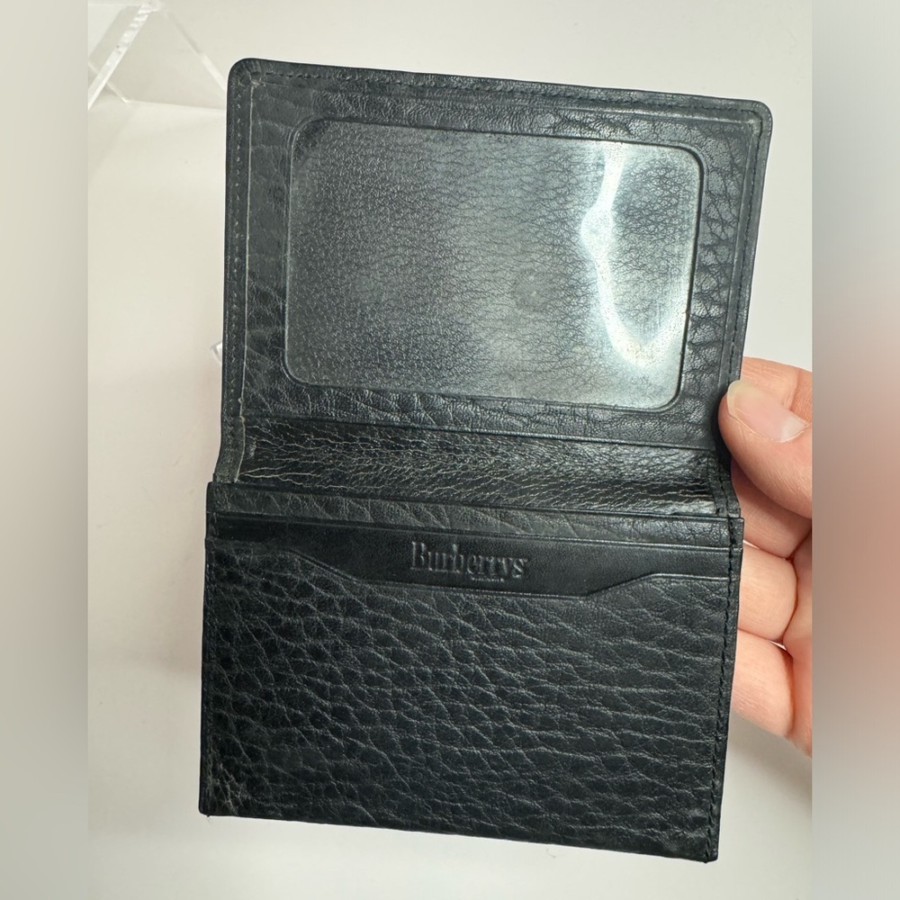 ๐#176 Burberrys Vintage Black Leather Bifold ID Card Holder Wallet - Picture 6 of 14